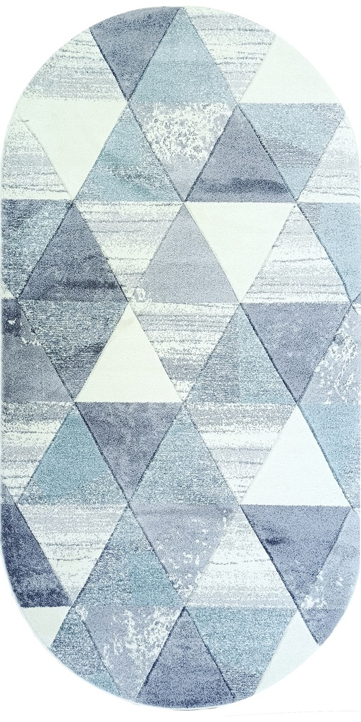 Ковер Luxury современный 4471 бело-голубой овал
